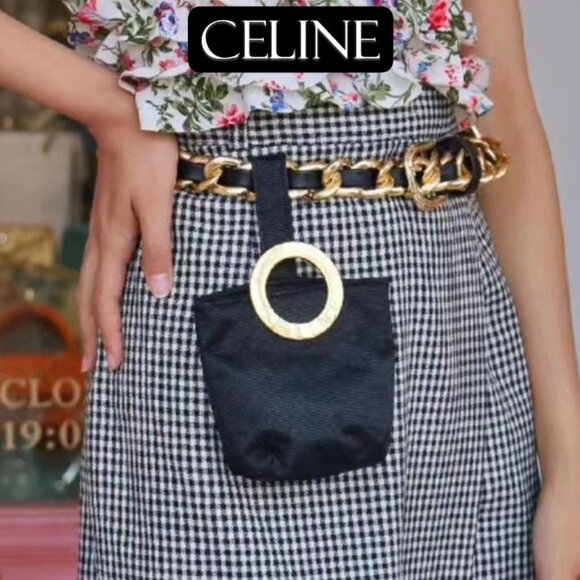 Authentic Celine Triumph Arc Pouch – Black with Gold Hardware, Exquisite Lux - Picture 1 of 15